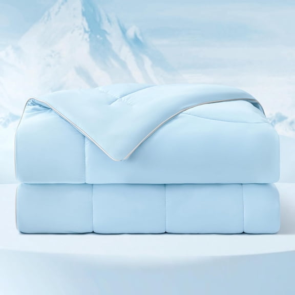 ROSEKIND 2.0 Q-Max Ultra Cooling Blanket, Upgraded Cold-to-the-Touch Ice Fabric Summer Blanket, Breathable Spandex Blend Quilt for Extreme Hot Sleepers and Night Sweats, 60"x90", Glacier Blue