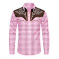 thumbnail image 3 of Kiijoy Boys Western Cowboy Shirt Vintage Button Down Long Sleeve Shirt Top, Pink, 11-12 Years, 3 of 3