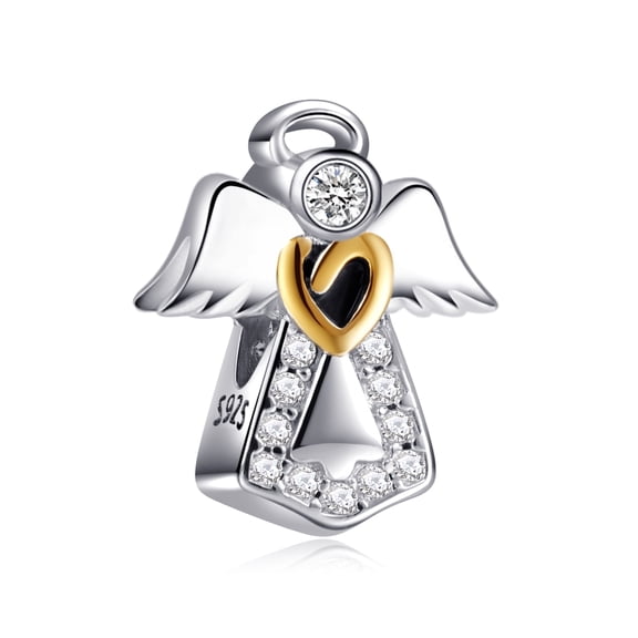NINGAN 925 Sterling Silver Guardian Angel Charm for Women Moment Charm Bracelet