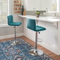 thumbnail image 2 of Powell Sherman 24-32" Indoor Adjustable Metal Swivel Bar Stool, Chrome/Teal Faux Leather, 2 of 15