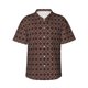 thumbnail image 1 of Balery Brown Gold Grid Camisas hawaianas de manga corta para hombre, camisas playeras de corte holgado, camisas de vacaciones con botones,Medium, 1 of 7