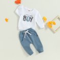 thumbnail image 2 of Toddler Baby Boys 2Pcs Clothes Letter Print Long Sleeve Sweatshirt and Elastic Pants Set Baby Spring Fall Outfits, 2 of 7
