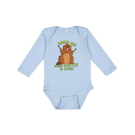 

Inktastic Groundhog Day Wake Me when Winter is over Gift Baby Boy or Baby Girl Long Sleeve Bodysuit