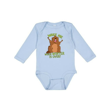 

Inktastic Groundhog Day Wake Me when Winter is over Gift Baby Boy or Baby Girl Long Sleeve Bodysuit