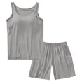 thumbnail image 2 of WCJM Women Pajama Sets Pajama Set for Women Summer Sleeveless Tank Tops Pjs Sets 2 Pcs Lounge Set Comfy Shorts Sleepwear with Pockets Women's Casual Summer Loose Strap Chest Pad Short Sleeve Top, 2 of 7
