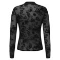 thumbnail image 6 of Lace Mesh Sheer Long Sleeve Tops for Women Neck Ted See Through Tee Going Out Fitted Tight T Shirts Blouses L, 6 of 7