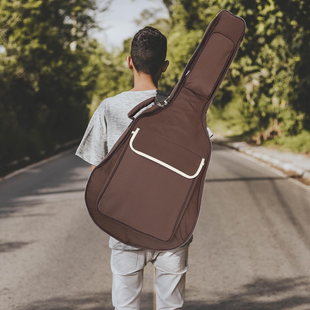FONDOTIN Coffee Electric Guitar Storage Bag with Thickened Cotton Cushion and Smooth Zipper Function