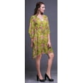 thumbnail image 4 of Bimba Yellow Floral Leaves & Peony Ladies Plus Size Kaftan Summer Wear Beach Coverup Kimono Caftan-4X-5X, 4 of 5