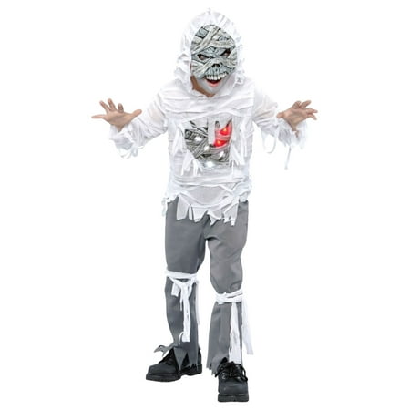 Boys Light-Up Mummy Shirt & Mask With Light-Up Organs Costume Large (8-10)