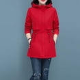 thumbnail image 2 of Cathalem Adult Coat Female Coats Women's Jackets Solid Color Coat Zipper Lapel Hood Reversible Windbreaker Hiking Jacket Women (Red, L), 2 of 7