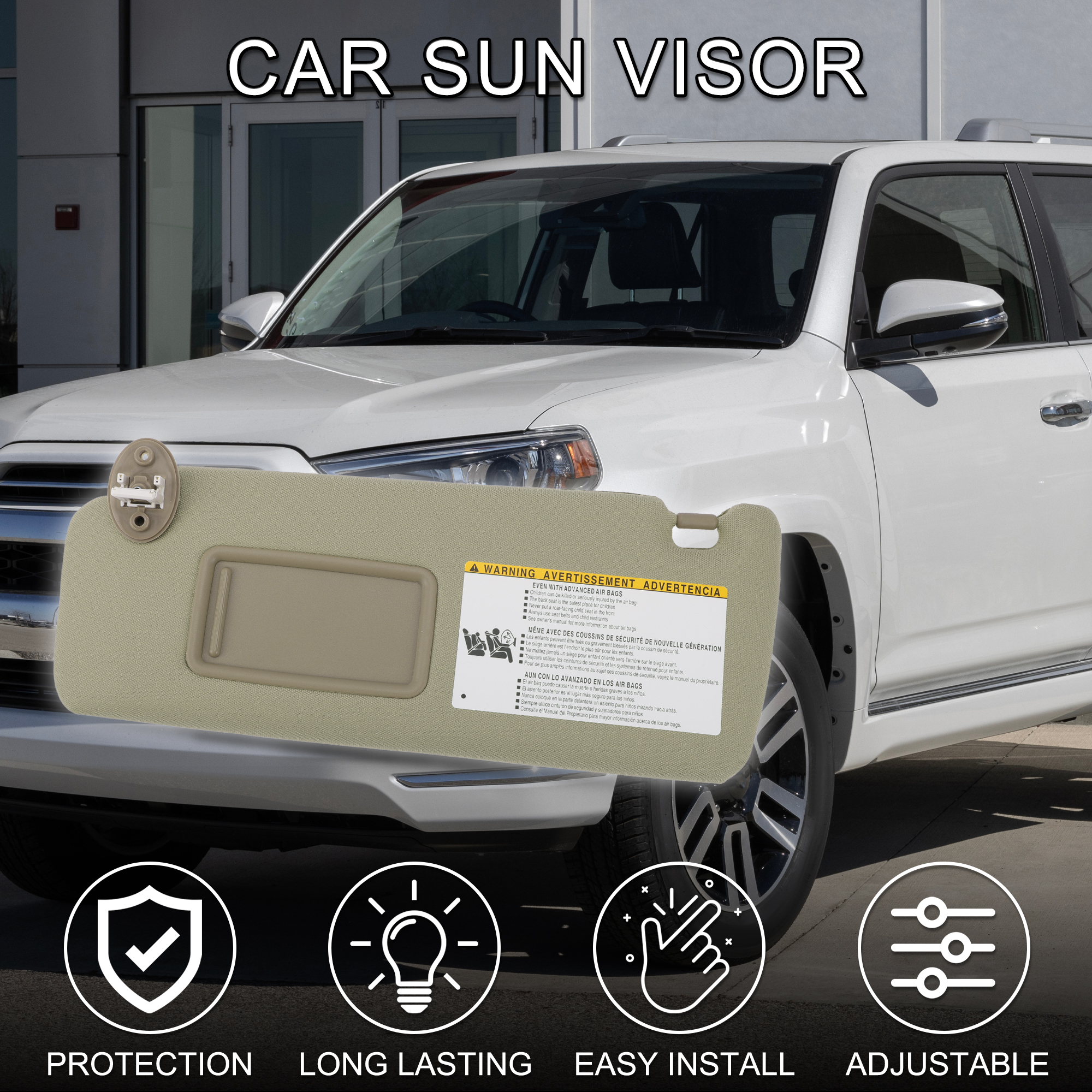 Unique Bargains Left Driver Side Sun Visor for Toyota 4Runner 2010-2023 Beige
