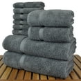 thumbnail image 3 of Luxury Hotel & Spa Collection, Quick Dry 100% Turkish Cotton, 700 GSM, Eco Friendly Towel, Bathroom and Kitchen Dobby Border Towels, 2-Bath Towel, 2-Hand Towel, 6-Washcloth (Bundle Set of 10, Gray), 3 of 3