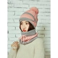 thumbnail image 5 of Gustave 3 in 1 Warm Anti-fog Beanie Hat Scarf and Mask Set, Inside Knitted Riding Cap Infinity Scarves Winter Accessories for Women (Pink), 5 of 9