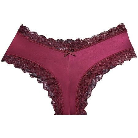 BYHONG Sexy Lace Thong Rhinestone Lift T Pants Sexy Lace Edge Pure Desire Seamless Crotch Fashion Underwear Women Panties Purple M