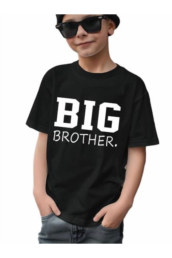 Stylish BIG BROTHER Letter Print T-shirt For 7-15Y Boys - Casual Graphic Design For Comfortable Summer Wear