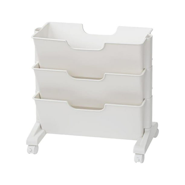 Movable Bookshelf with Caster Wheels Magazine File Organizer