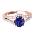 thumbnail image 2 of Aonejewelry 1.15 Ct. Tanzanite and Diamond Twin Shank Engagement Ring Crafted In 14k Solid Rose Gold, 2 of 4