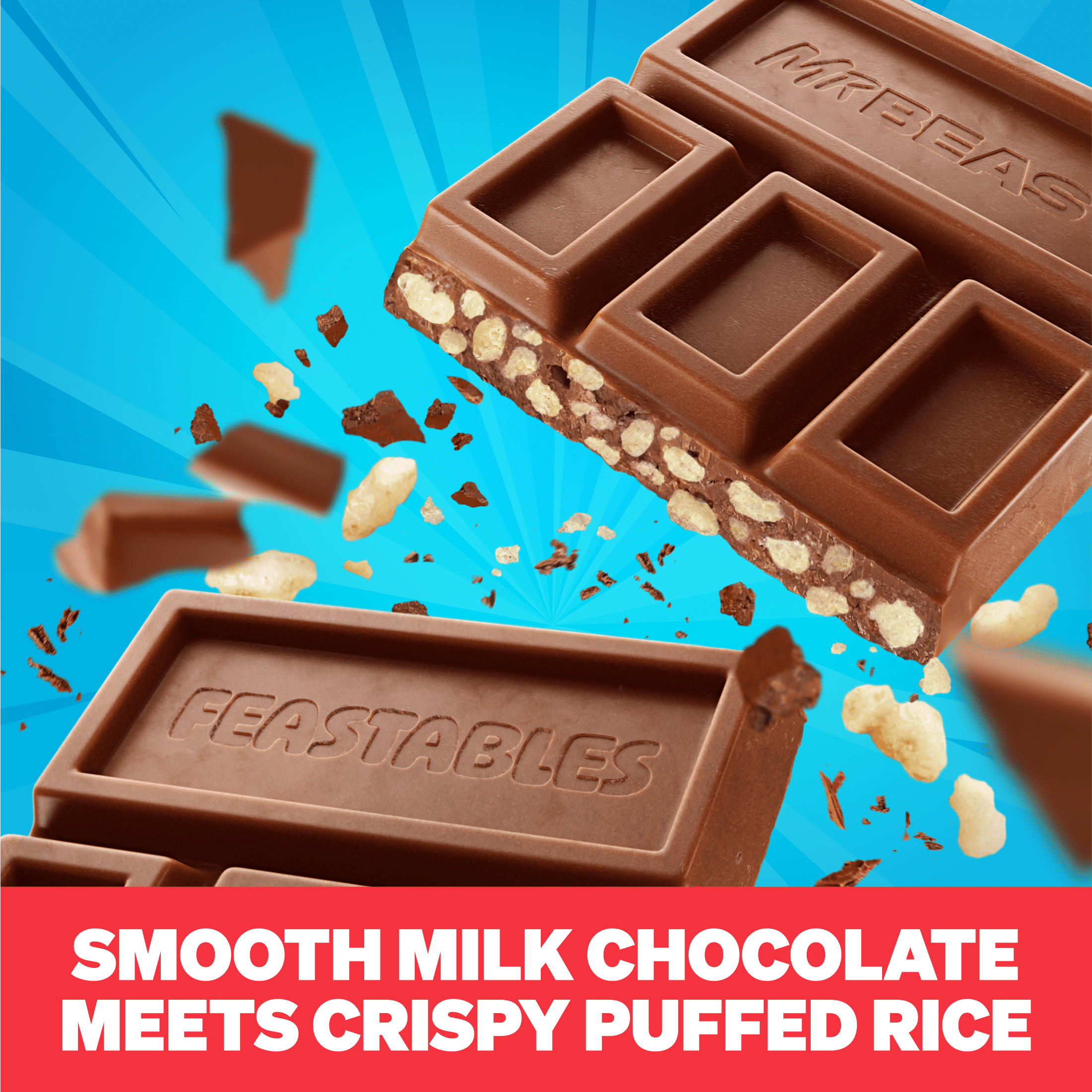 (2 pack) Feastables MrBeast Milk Chocolate Crunch Bar, 2.1 oz (60g), 1 Count