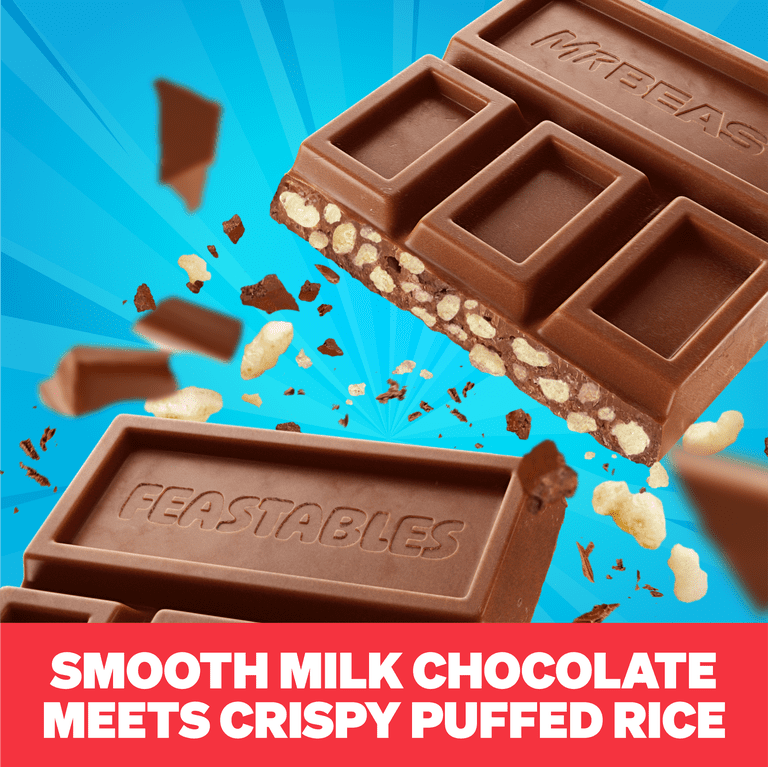 2 pack) Feastables MrBeast Milk Chocolate Crunch Bar, 2.1 oz (60g