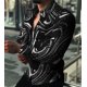 thumbnail image 1 of Camisas sociales de lujo de moda de otoño y primavera para hombre, camisas con solapa y botones, camisas casuales con estampado de puntos dorados, blusa de manga larga para hombre, 1 of 6