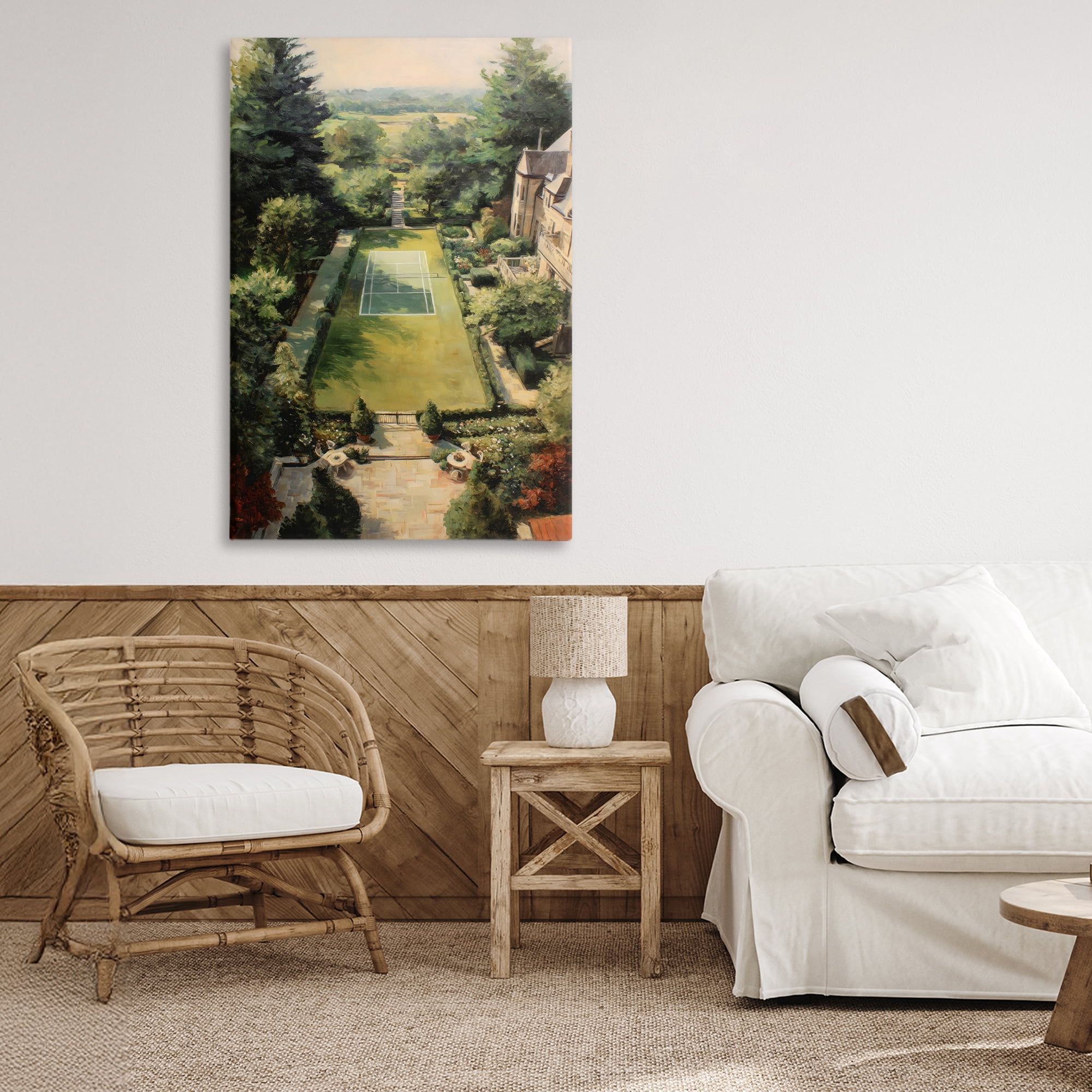Stupell Industries Vintage Tennis At The Manor Canvas Wall Art, design by Petal Prints Design