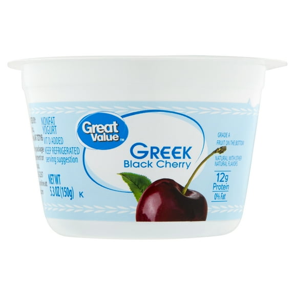 Great Value Black Cherry Nonfat Greek Yogurt, 5.3 oz, Cup