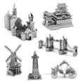 thumbnail image 4 of Modelo de metal ensamblado DIY, rompecabezas, construcción Arco del Triunfo, molino de viento holandés, torre de París, faro, 4 of 5