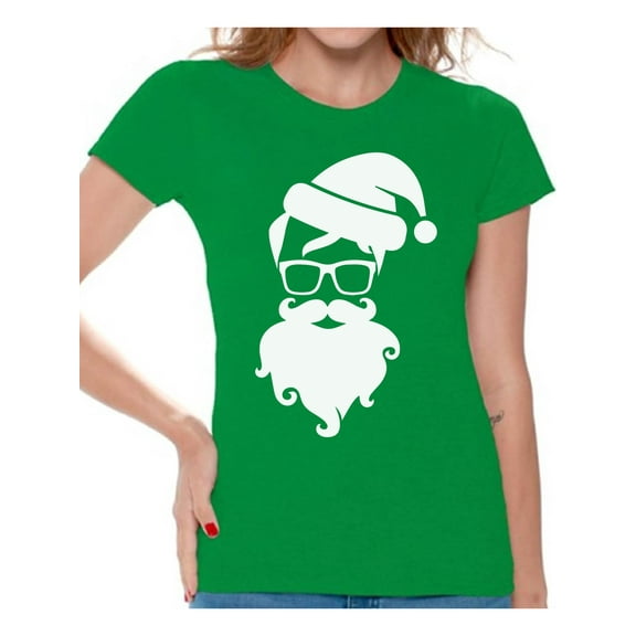 Awkward Styles Hipster Santa Shirt Christmas T Shirts for Women Hipster Santa Claus with Glasses Women's Holiday Top Funny Santa Claus Shirt Xmas Gifts for Her Christmas Holiday Party Hipster Shirt