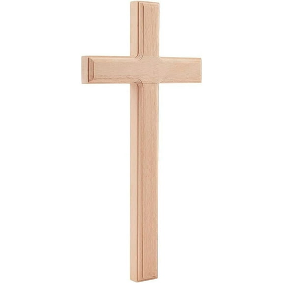 Wooden Wall Cross 12.2x5.9 Handmade Wood Hanging Cross Handheld Prayer Cross Church Hanging Ornament for Easter Party Home Living Room Wall Decor Beige