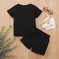 thumbnail image 4 of Toddler Boy Clothes 3 Years Toddler Boys Summer Short Outfit Sets 4 Years Short Sleeve Letter Prints Tops Elastic Shorts 2PCS Set Black, 4 of 8