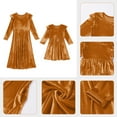 thumbnail image 6 of FYMNSI Mommy and Me Velvet Dresses Long Sleeve Fall Winter Ruffle Dress Vintage Family Matching Outfit Girl 3-4T Yellow, 6 of 7