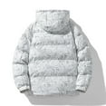 thumbnail image 4 of Men's Casual Camouflage Maple Leaf Print Hooded Cotton-padded Jacket with Detachable Hood, White, Size L, 4 of 5