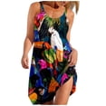 thumbnail image 2 of SMihono Robe Maxi Bohème d'Été pour Femmes Grande Taille Robe Imprimée Florale Bohème d'Été Sans Manches T-Shirt Robe de Plage Mini Robe de Plage, 2 of 6