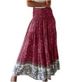 thumbnail image 2 of Nokdvo Women's 2025 Boho Maxi Skirts Summer Vocation Beach Long Skirts Casual Flowy High Waist Skirt A Line Floral Trendy Skirt Pleated Mini Skirts Red, 2 of 6