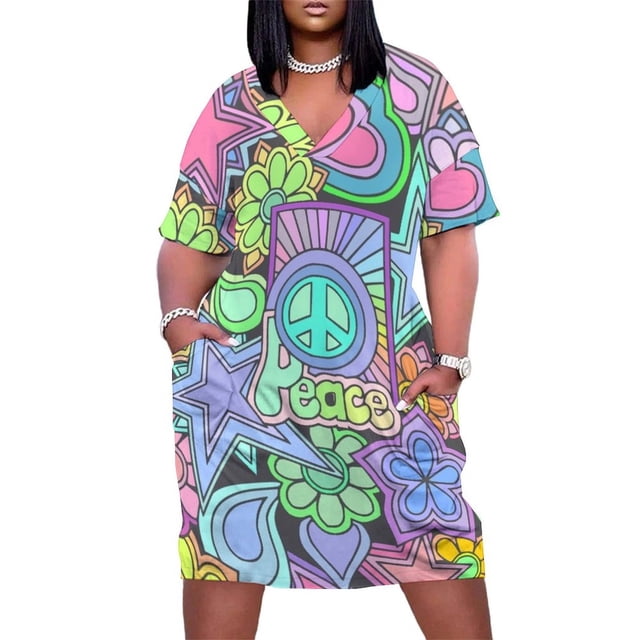 Pretty Hippy-vestido de verano de Trippy Flower Power para mujer diseño Retro holgado con bolsillo elegante de lujo