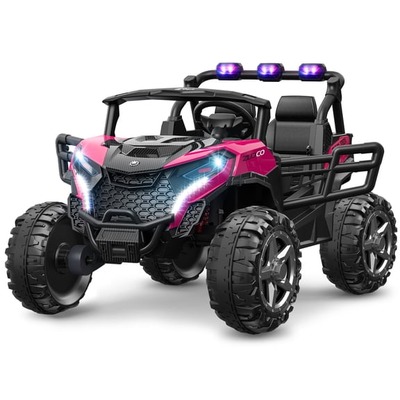 TOKTOO 24 Volt Ride on Toy for Big Kids, 24V Ride Ons with 4 Power EVA Wheels, 24V 2 Seater Battery Powered Ride on UTV Car, 4WD, 800W, 5.1 Mph, Kid Electric Car with Remote Control, Aged 3-8Y, Pink