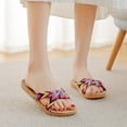 thumbnail image 4 of GERsome Womens Slippers Anti-slip Linen Open Toe Flat Beach Slippers, 4 of 6