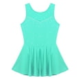 thumbnail image 3 of Doomiva Big Girls Shiny Rhinestone Mesh Splice Back Figure Ice Skating Dress Ballet Tank Leotard Mint Green 10, 3 of 7