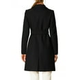 thumbnail image 3 of INSPIRE CHIC Women's Notch Lapel Double Breasted Belted Mid Length Trenchcoat 2XL Black, 3 of 8