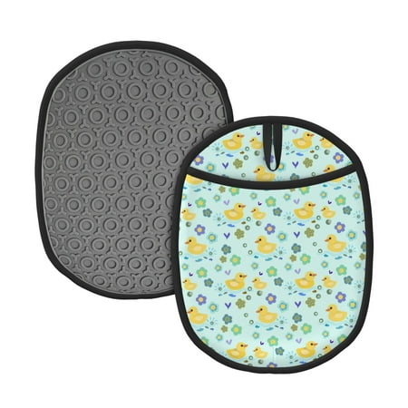

Naloa Duck Cartoon Silicone Pot Holders Oven Mitts Heat Resistant Hot Pads Non Slip Pot Holder for Kitchen Baking and Cooking 9.4 x 7.5 Inches