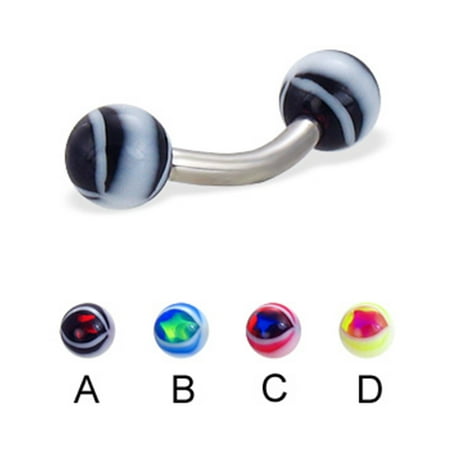 - Eye Ball Curved Barbell, 12 Ga,3/8