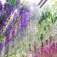 thumbnail image 2 of 3.6 Feet Artificial flower Silk Wisteria Vine Rattan Fake Wisteria Garland Hanging Flowers for Home Garden Party Wall Wedding Decor,6 Pieces (Blue), 2 of 4