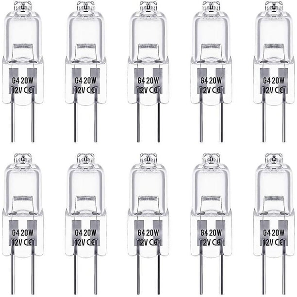 G4 Halogen Bulbs, 12V 20W Halogen Pin Base Lamp, 350LM, Dimmable, Clear Capsule Lamp, Pack of 10