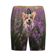 thumbnail image 4 of Easygdp Dog in Lavender Flowers Men's Short Pajama Pants, Sleep Shorts, Household Pants, Casual Pants with Pockets - 3X-Large, 4 of 9