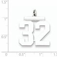 thumbnail image 2 of Sterling Silver/Rhodium-plated Polished Number 32 Charm QPL32, 2 of 2