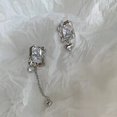 thumbnail image 4 of Woman Asymmetric Diamond Love Metal Chain Earrings Christmas, GiftSquare Zircon, 4 of 5