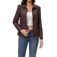 thumbnail image 2 of Faux Leather Jacket for Women Motorcycle Fashion Zip Up Coat Trendy Going Out Jackets Coffee XXL, 2 of 9