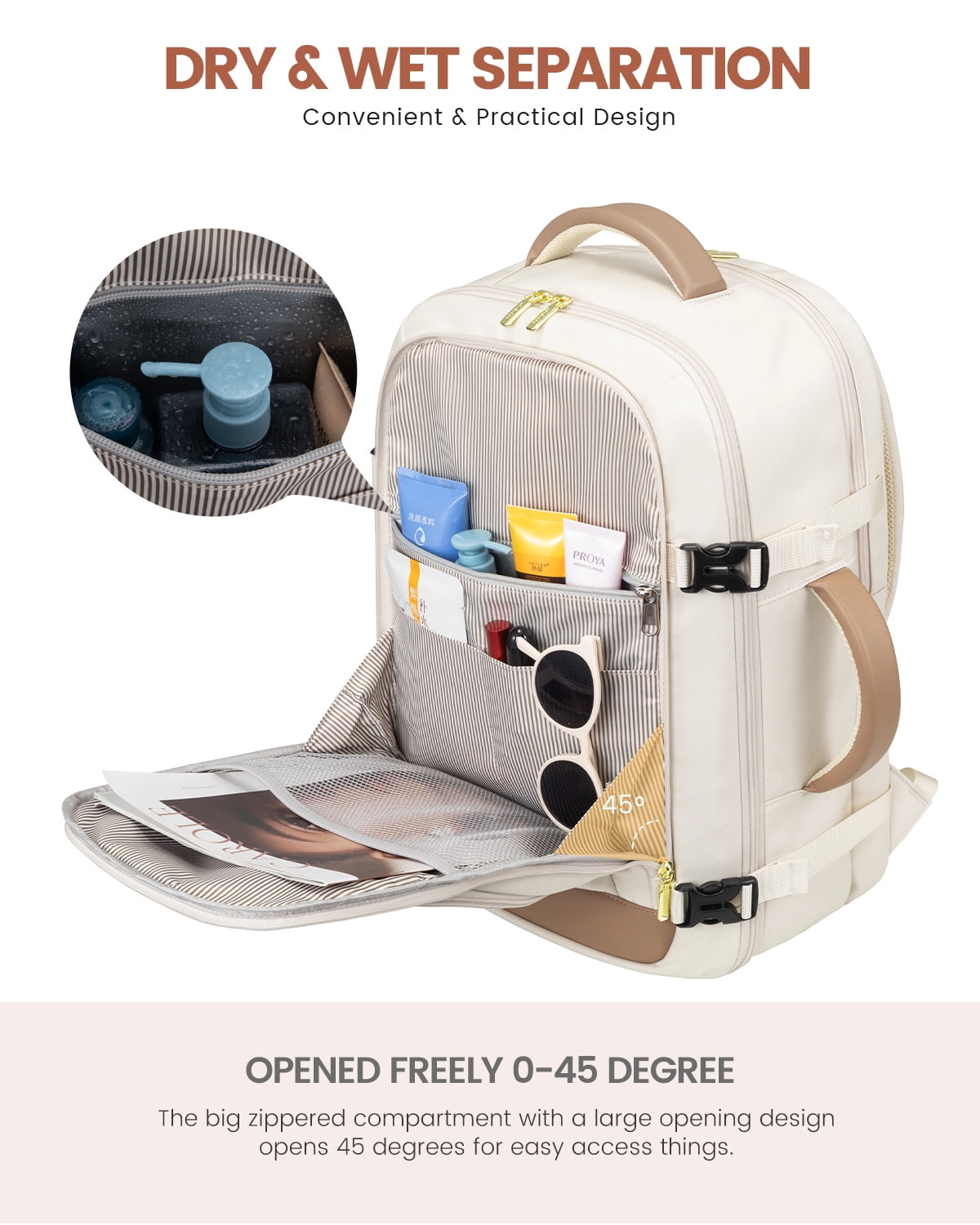 Lovevook Travel Backpack, 40L Carry-on Luggage Backpack Airplane Approved Size, Person Item Bag Business Weekender Overnight Bag with 3 Cubes