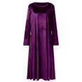thumbnail image 4 of Dpytoraw Gold Velvet Round Neck Long Dress For Slim And Elegant Women, 4 of 5