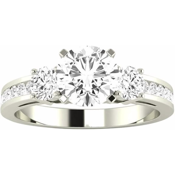 Gems Jewels 1.25 Ct Round Cut White Diamond Wedding Engagement Three Stone Ring 14K White Gold Plated 925 Sterling Silver For Women's -8.5